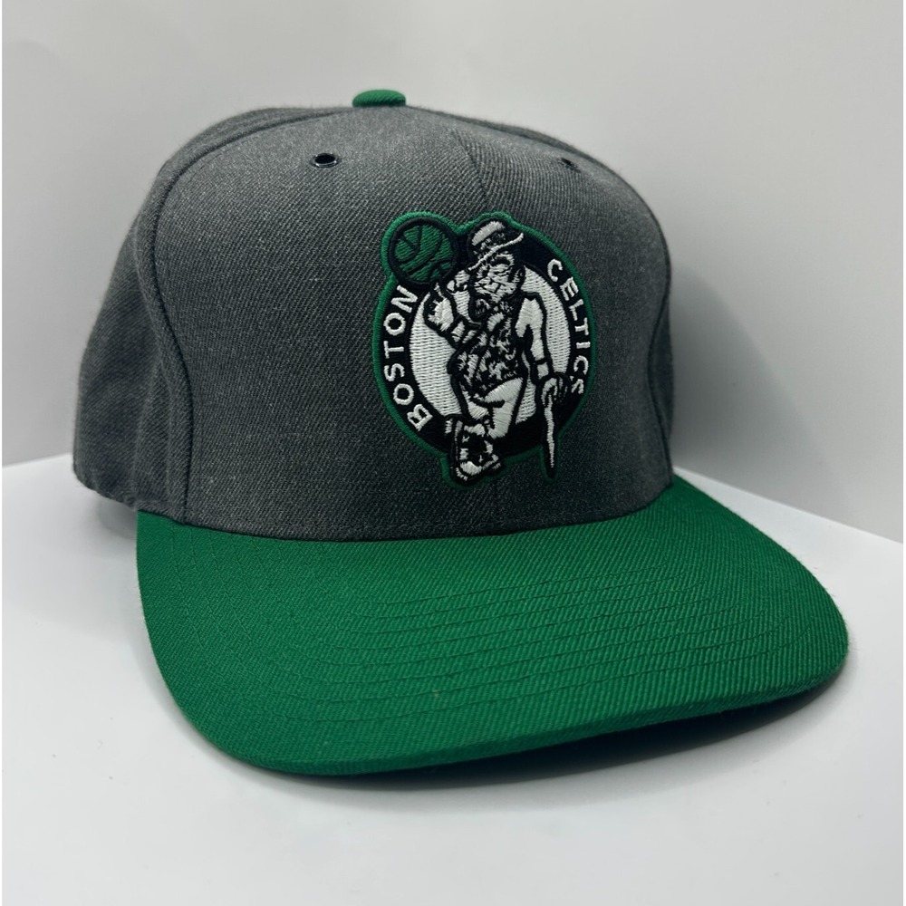 Mitchell & Ness Boston Celtics‎ Logo Kelly Green Grey Adjustable Snapback Hat OS